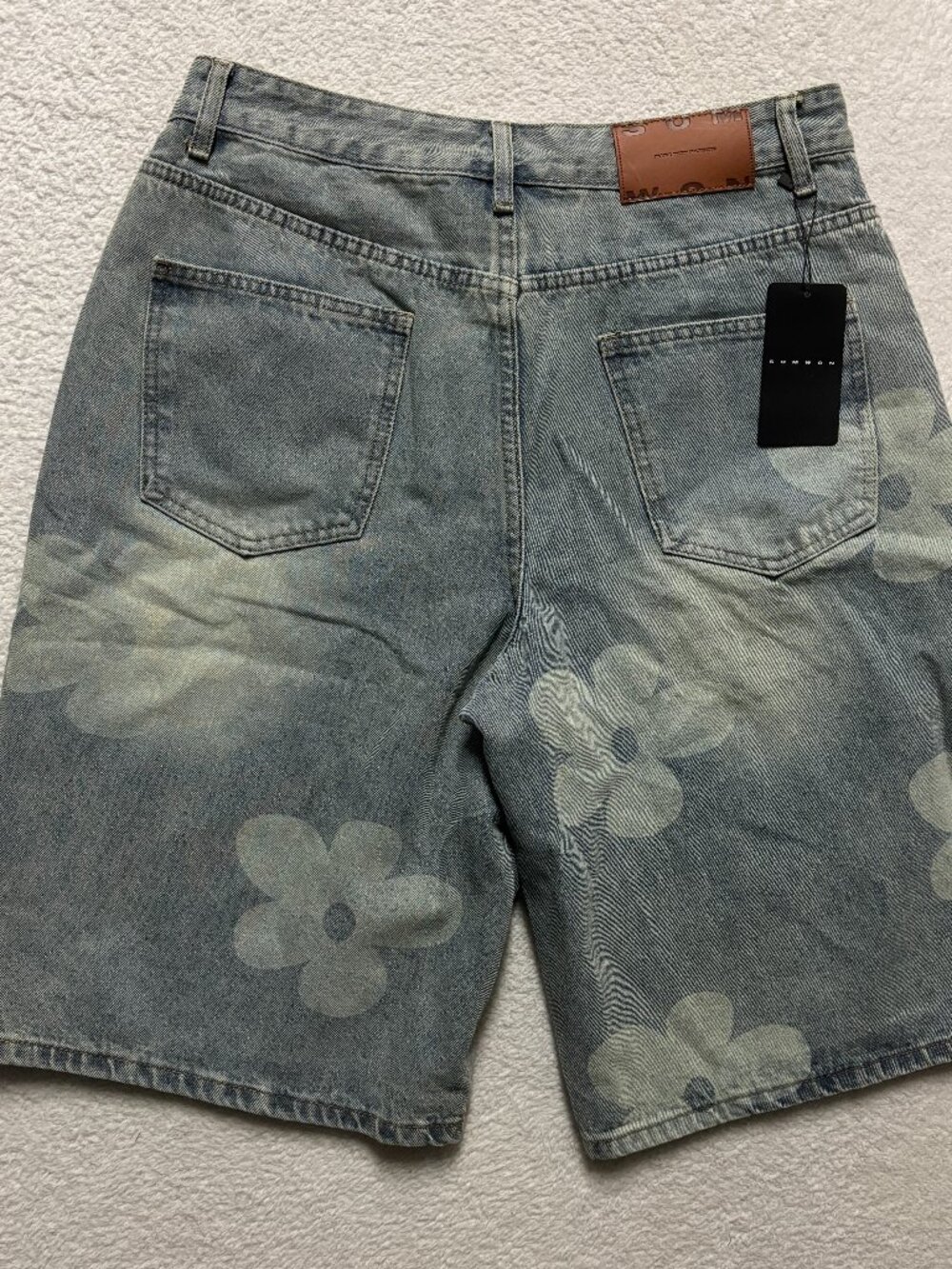 Modern Sum Won Denim Jorts Mens M Light Blue Floral Baggy Skater Shorts Y2k